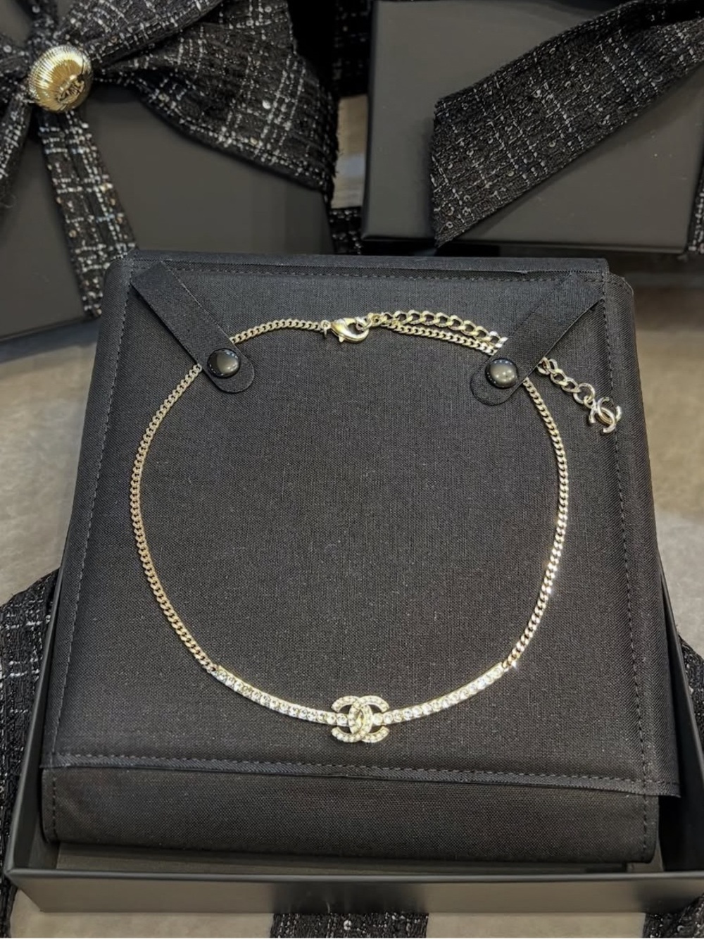 CHANEL CC Crystal Choker Necklace